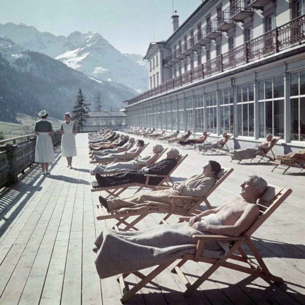 ai generated image of sanatorium and heliotherapy - sunforlife.info blog