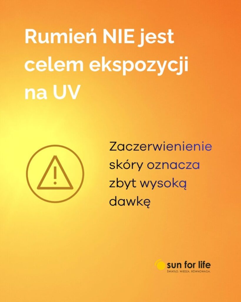 Rumień nie jest celem ekspozycji na UV